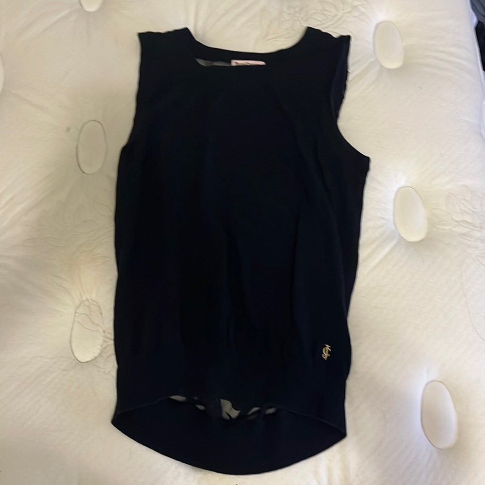 Juicy couture black animal print mesh tank top
